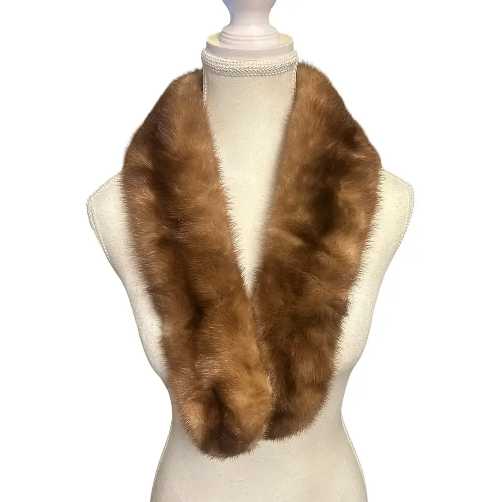 Vintage Real Brown Mink Fur Stole — Plush, Classic Mid‑Century Luxury